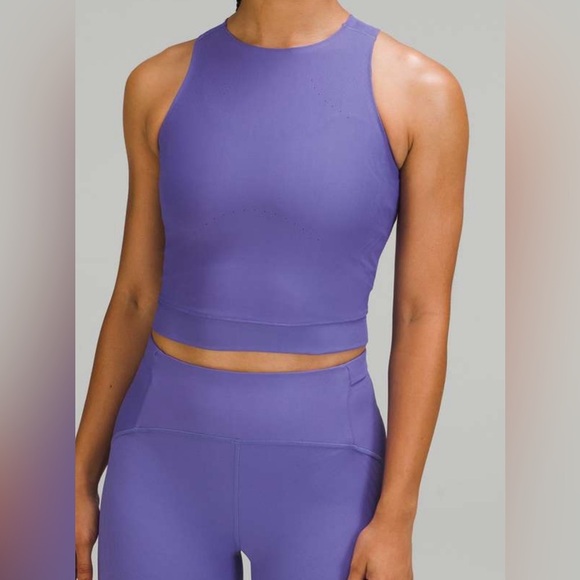 Lululemon SenseKnit Running Tank top Charged Indigo Purple Cropped workout - Picture 1 of 11